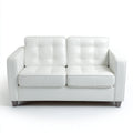 Sofás 2 plazas de piel sintética 155x82x80cm blanco-marrón para salón - diseño capitoné moderno