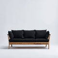 Sofás de exterior madera y tela 220x82x78 cm natural-negro para jardín estilo moderno