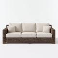 Sofás de exterior de ratán sintético 215x82x74cm - marrón-beige - para jardín diseño moderno