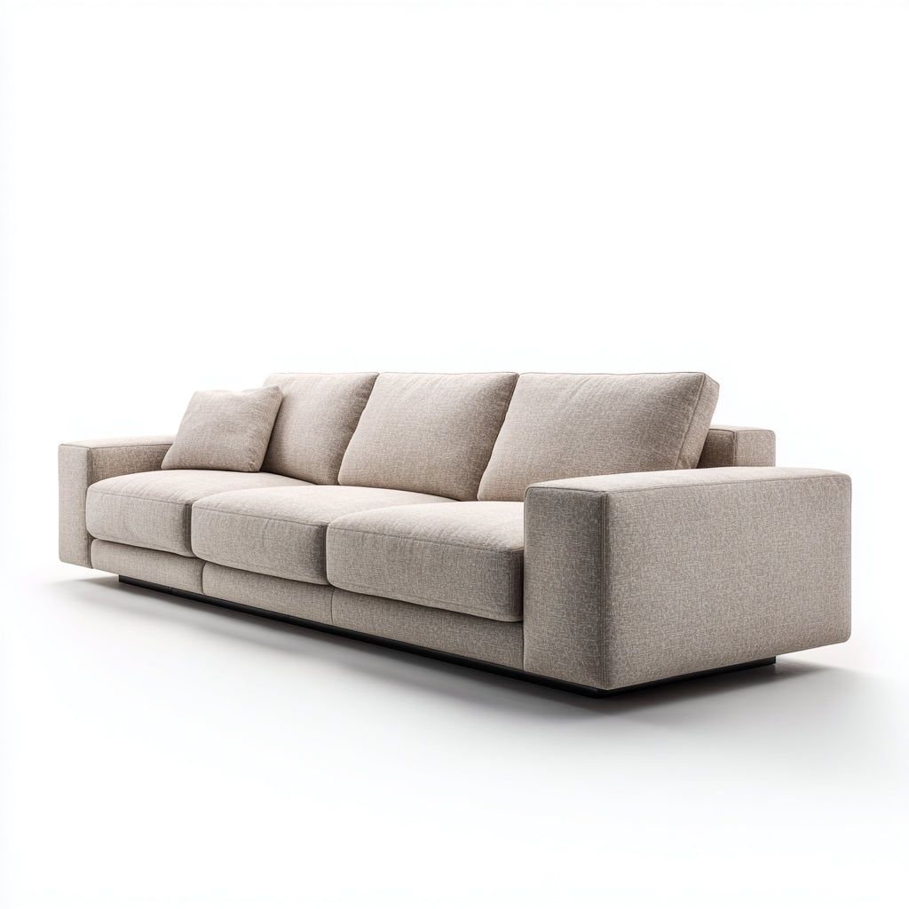 Sofás 3 plazas tela 235x95x82 cm beige para salón estilo moderno