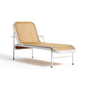 Tumbonas metal y ratán 190x65x85 cm beige-blanco respaldo ajustable