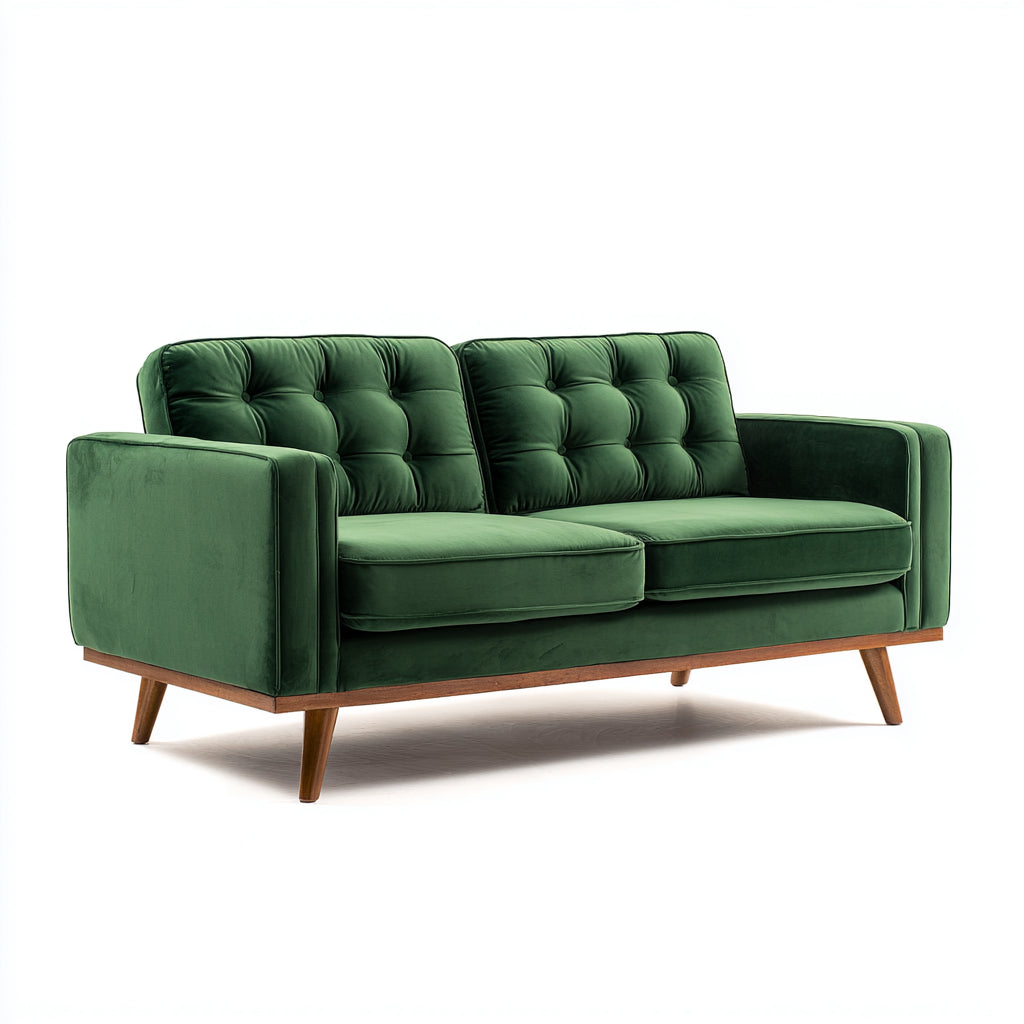 Sofás 2 plazas terciopelo 195x88x85 cm verde-marrón diseño elegante