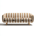 Sofás 3 plazas de tela 215x86x80cm beige-marrón-natural para salón - diseño moderno con rayas y patas de madera