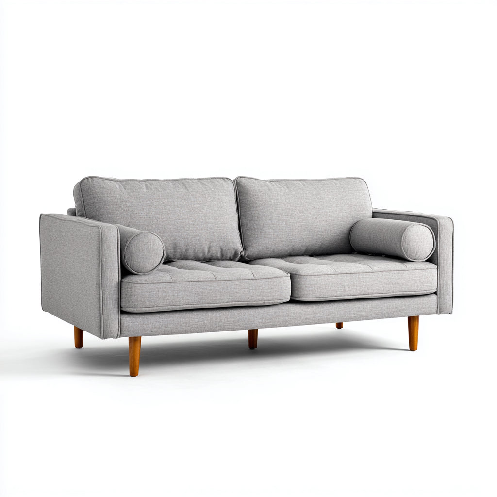 Sofás 2 plazas tela 185x86x82 cm gris diseño clásico