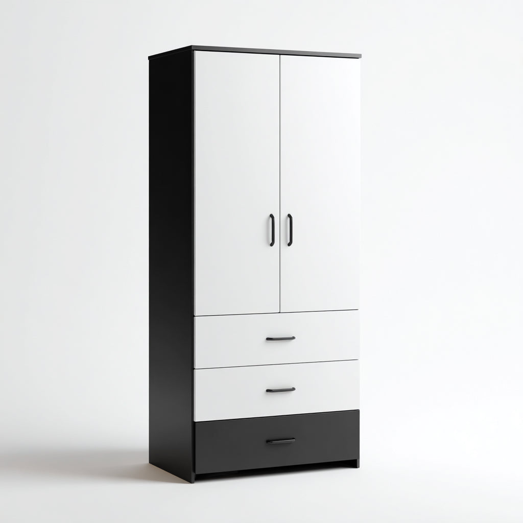 Armarios de madera 80x45x180 cm - blanco-negro - estilo moderno