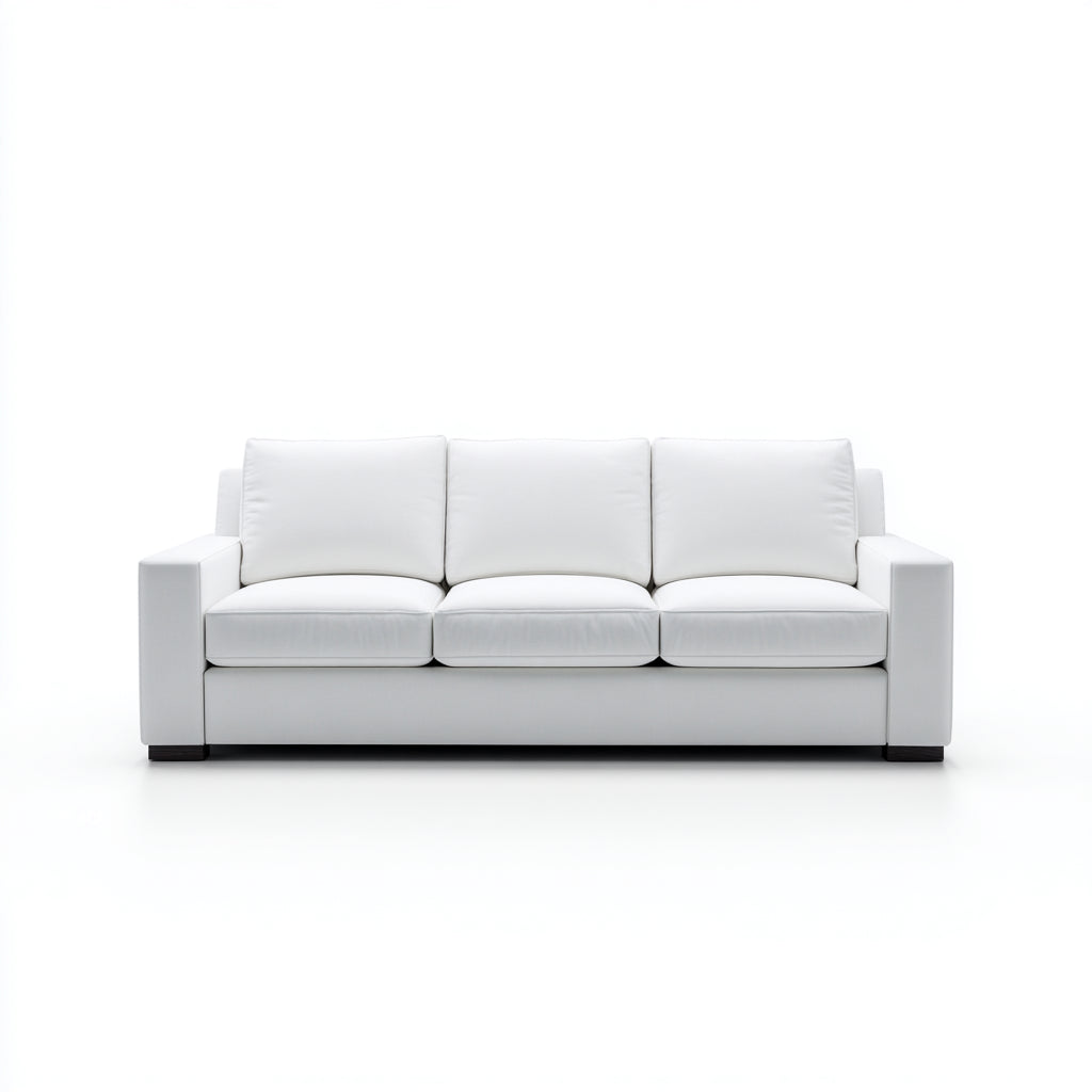 Sofás 3 plazas cuero sintético 210x92x88 cm blanco diseño moderno