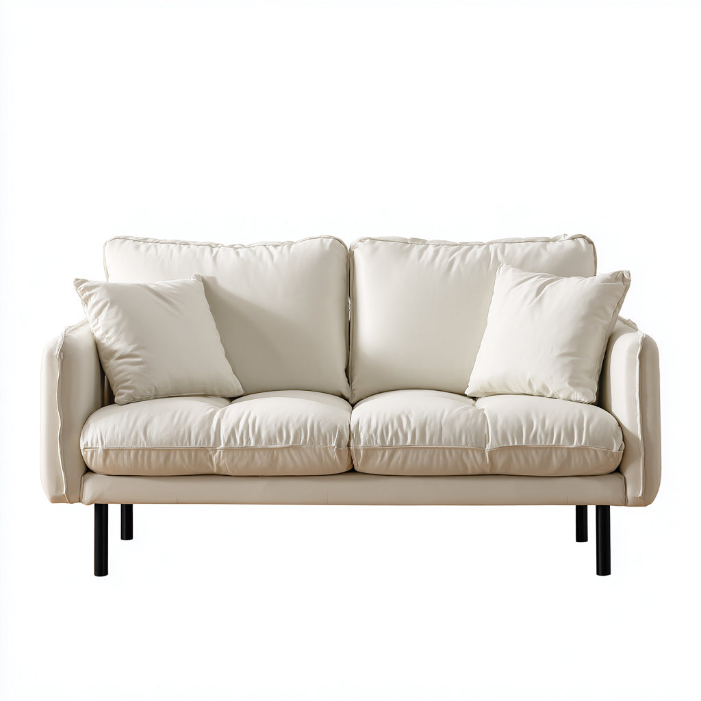 Sofás 2 plazas de piel sintética 168x86x82cm crema-negro para salón - diseño moderno con patas altas