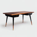 Mesas de oficina de madera 150x70x76 cm - negro-marrón - diseño vintage con cajones