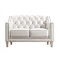 Sofás 2 plazas cuero sintético 165x85x82 cm blanco diseño capitoné