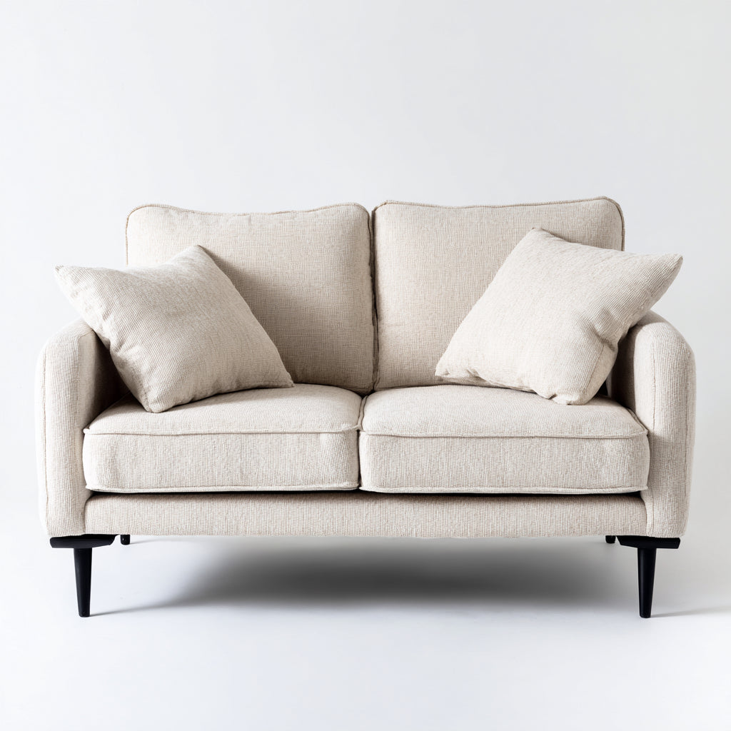 Sofás 2 plazas de tela 150x80x82cm - beige-negro - para salón diseño moderno