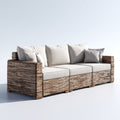 Sofás de exterior ratán 220x85x78 cm natural-beige para jardín estilo moderno