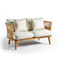 Sofás de exterior ratán y madera 150x78x76 cm blanco-marrón diseño natural