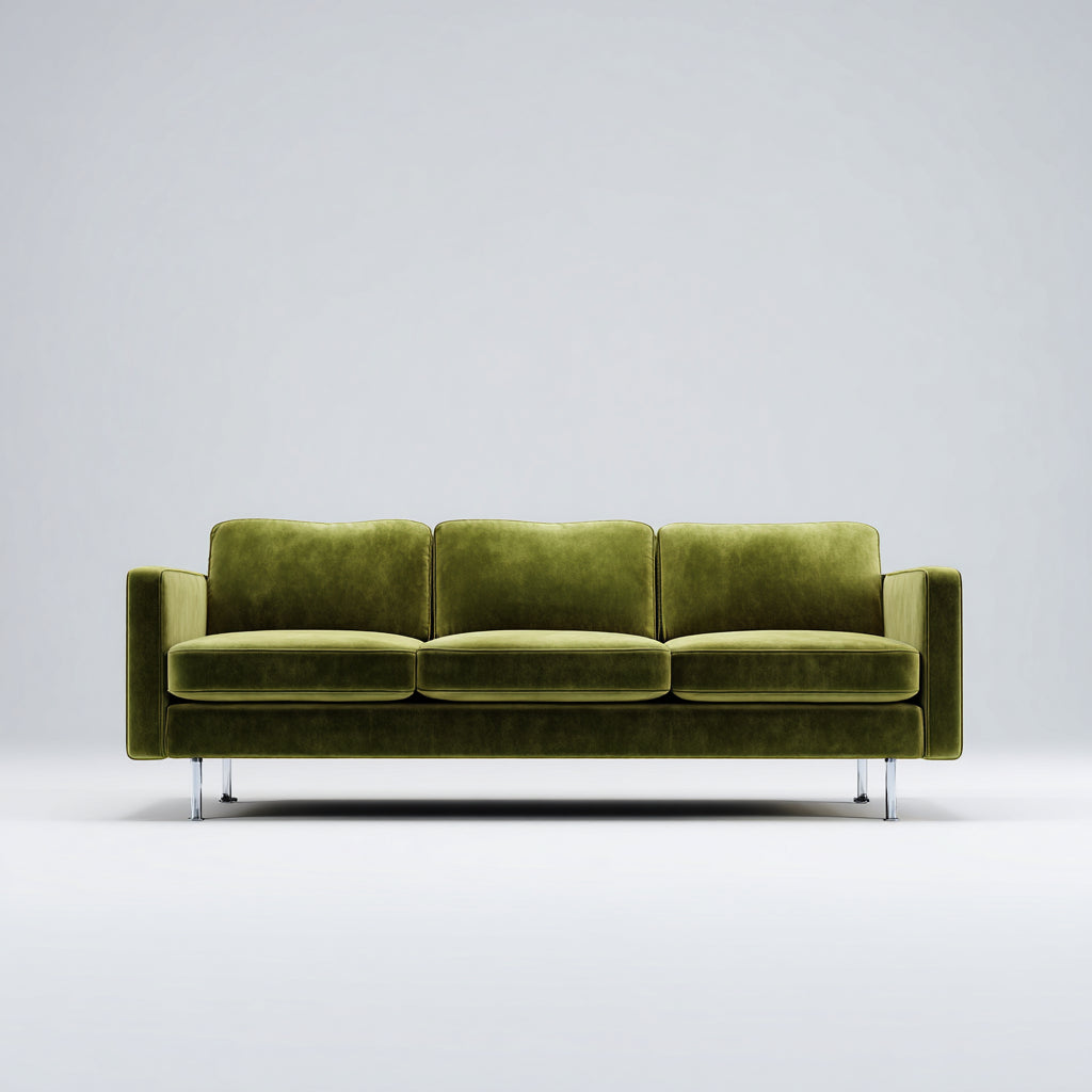 Sofás 3 plazas terciopelo 220x88x80 cm verde para salón estilo moderno